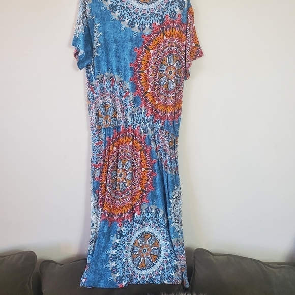 Simier Fariry Boho Women's Hide Belly Blouson Knee Length Dress with Pockets XL. - Picture 3 of 10